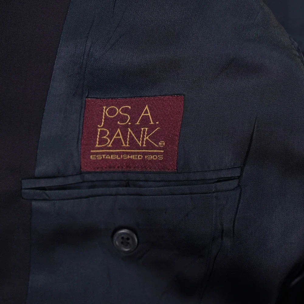 JOS A BANK Blazer Mens 43R Navy Blue‎ Wool Metal Eagle Buttons Kent Sports Coat